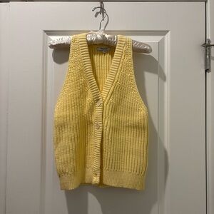 NTW Madewell Butter-Yellow Knit Button-Up Vest